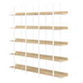 5 Tier Bookcase Home Office Open Bookshelf, Vintage Industrial Style Shelf, Mdf Board, White Metal Frame, Oak White Oak Mdf Steel