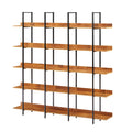 5 Tier Bookcase Home Office Open Bookshelf, Vintage Industrial Style Shelf, Mdf Board, Black Metal Frame, Brown Black Brown Mdf Steel