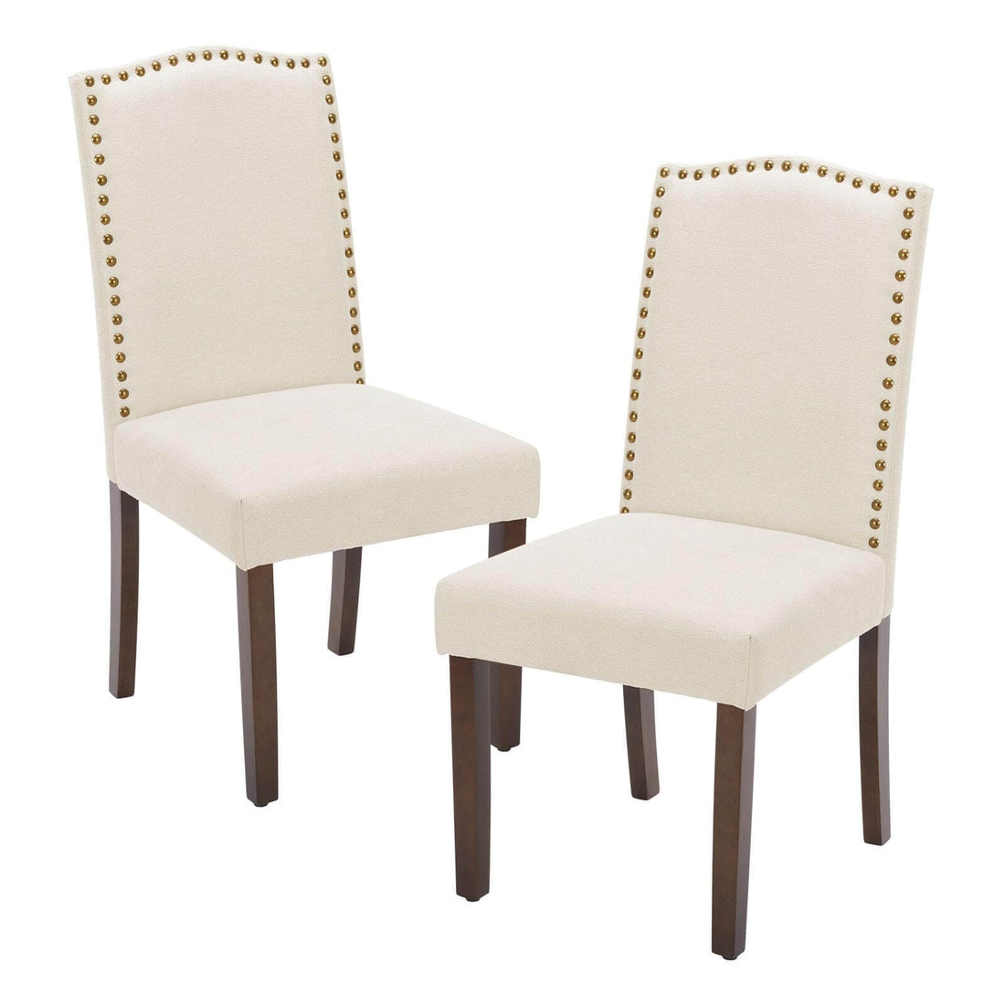 Modern Armless Dining Chairs With Upholstered Fabric,Beige,2P Beige Wood