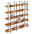 5 Tier Bookcase Home Office Open Bookshelf, Vintage Industrial Style Shelf, Mdf Board, Black Metal Frame, Brown Black Brown Mdf Steel