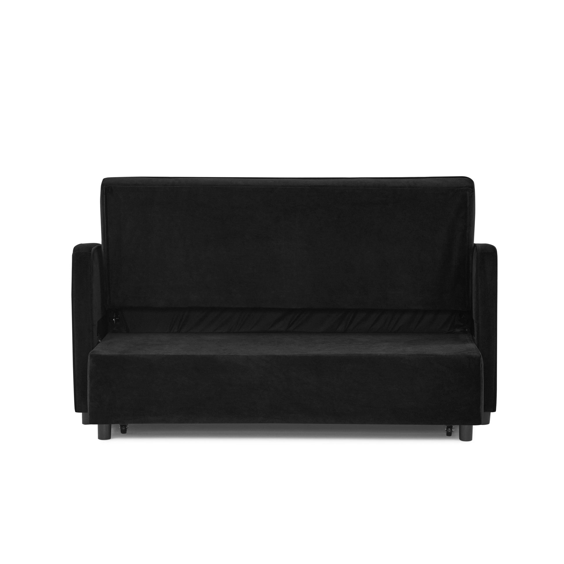 Loveseats Sofa Bed With Pull Out Bed,Adjsutable Back And Two Arm Pocket,Typec And Usb Charging With Copper Nail,Black 47"X53"X31" Black Velvet Classic,Contemporary,Luxury,Mid Century Modern,Modern Foam