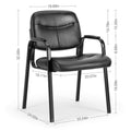 Leather Conference Room Chairs With Padded Arms,1P Black Iron