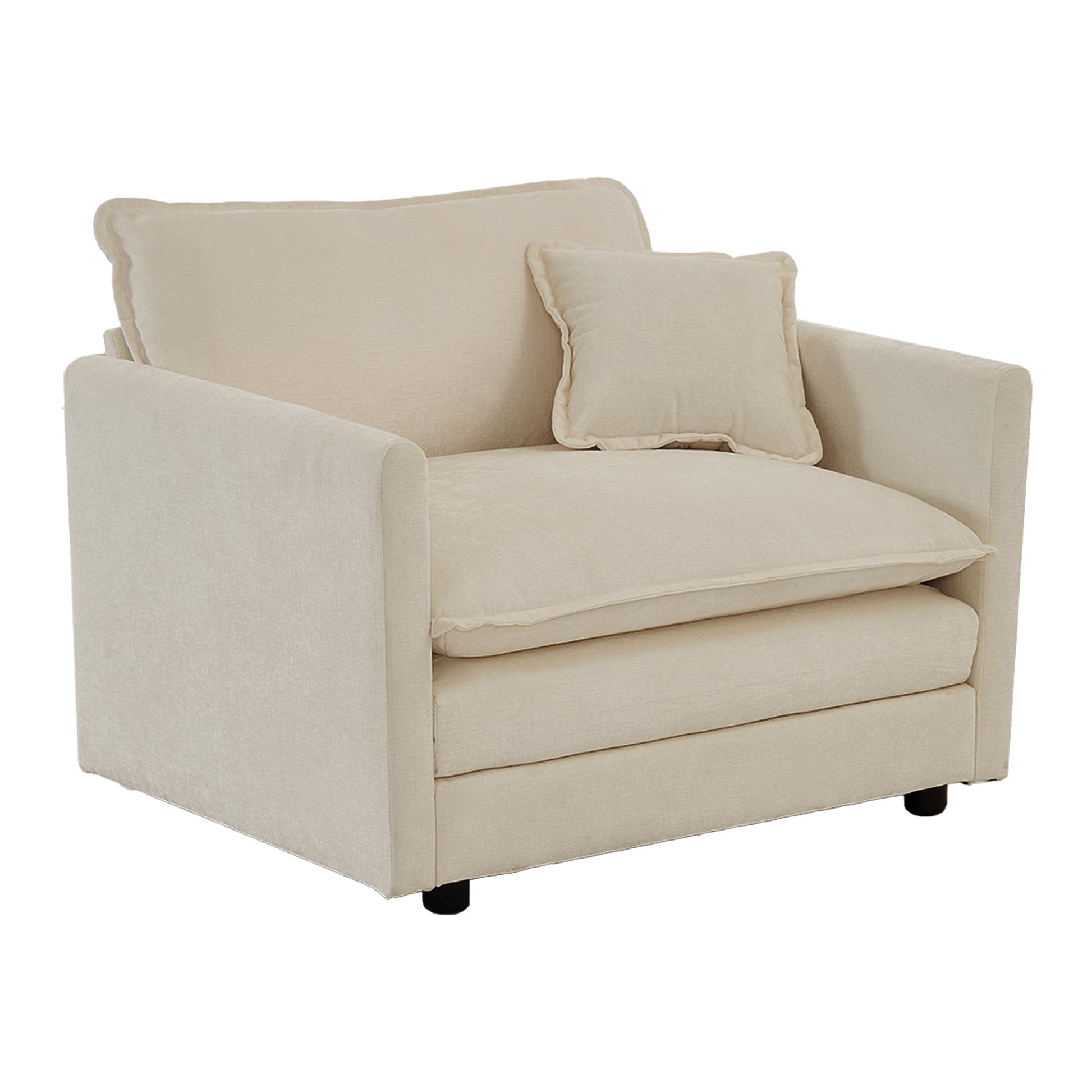 2 Piece Upholstered Sofa, Living Room Sectional Sofa Set Modern Sofa Couches Setdeep Seat Sofa For Living Room Apartment, 1 3 Seat Beige Chenille Beige Chenille 4 Seat