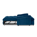 Loveseats Sofa Bed With Pull Out Bed,Adjsutable Back And Two Arm Pocket,Typec And Usb Charging With Copper Nail,Blue 47