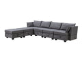 Modern Large U Shape Modular Sectional Sofa, Convertible Sofa Bed With Reversible Chaise For Living Room, Storage Seat Dark Grey Linen