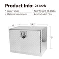 24 Inch Aluminum Stripes Plated Tool Box Pick Up Truck Bed Rv Trailer Toolbox Waterproof Square Storage Organizer With Lock And Ke 24