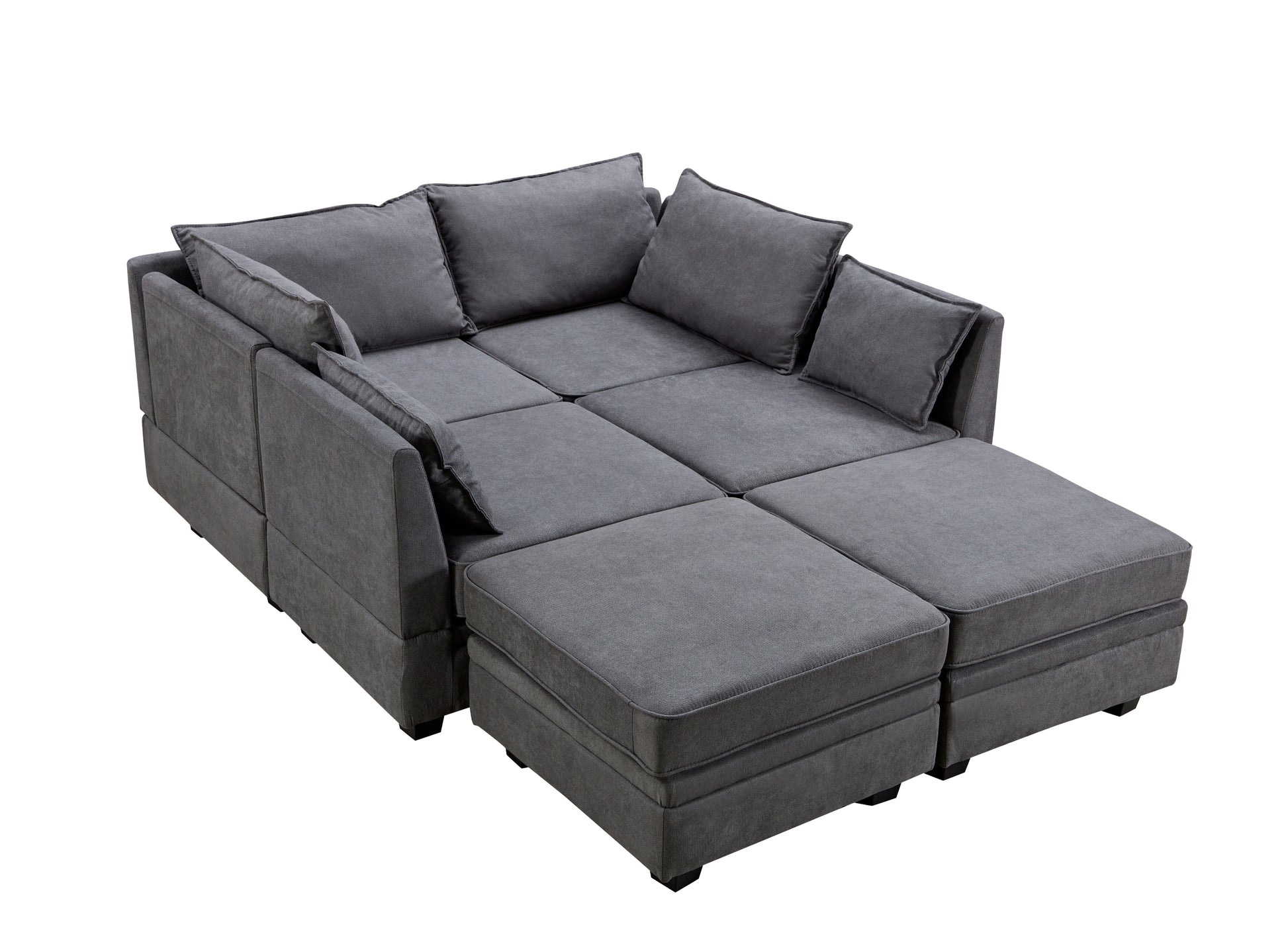 Modern Large U Shape Modular Sectional Sofa, Convertible Sofa Bed With Reversible Chaise For Living Room, Storage Seat Dark Grey Linen