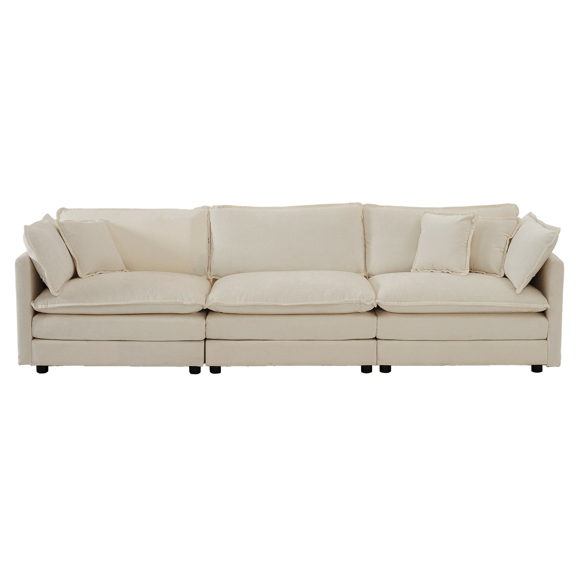 U Shaped Sectional Sofa W Reversible Footrest, 5 Seater Convertible Corner Couch With 2 Ottomans ,Modern Minimalist Soft Sofa & Couch For Living Roombeige Chenille Beige Chenille 3 Seat
