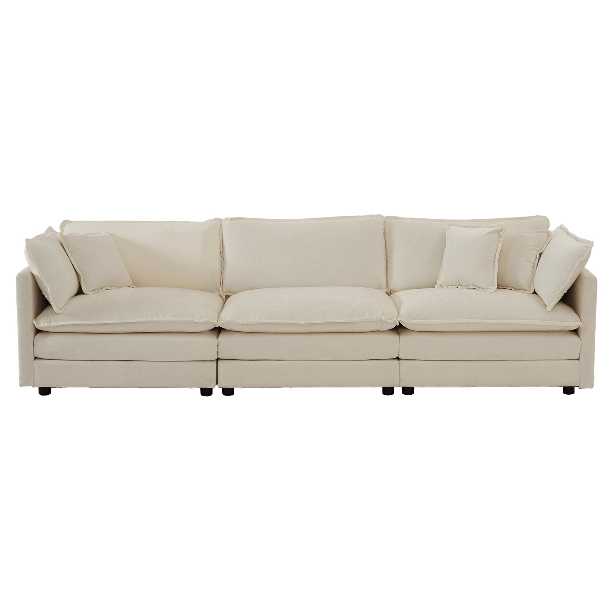 Alternative Sofa Round Armrests For 2 Seater Sofa, 3 Seater Sofa And 4 Seater Sofa, Beige Chenille Beige Chenille
