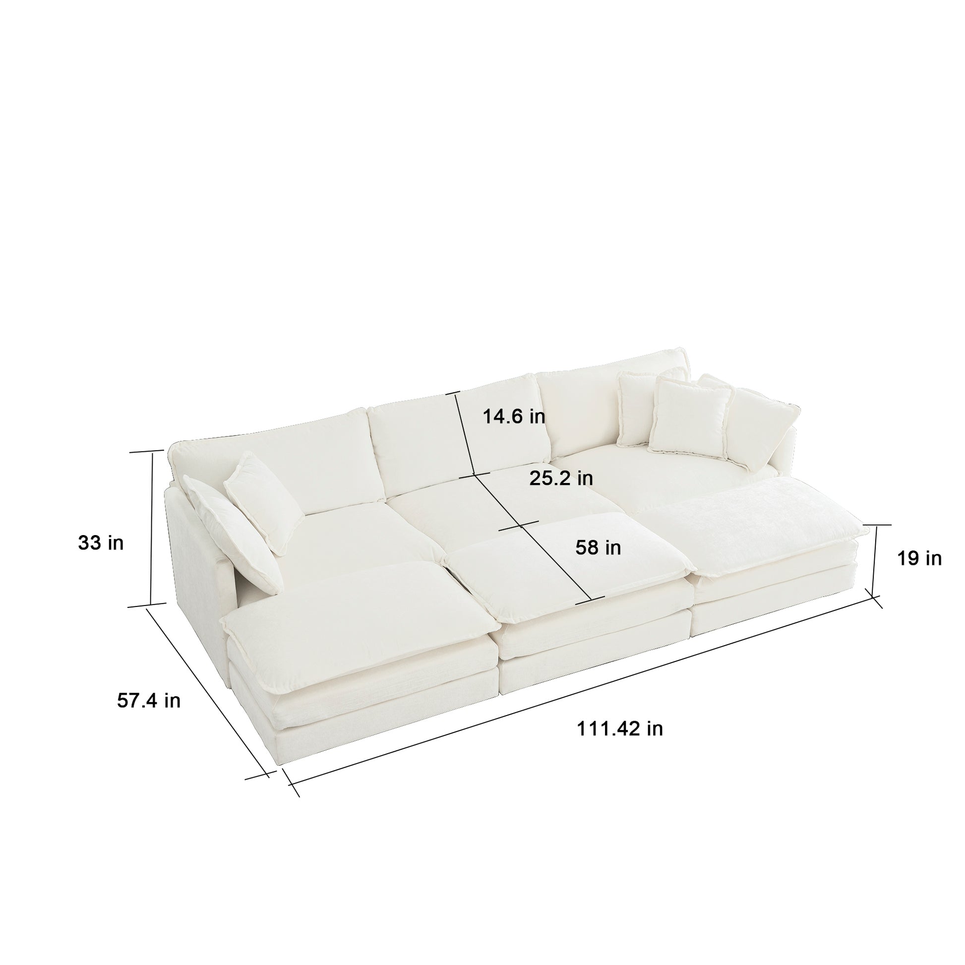 Sofa Set Of 3, 1 1 3 Seats Living Room Sofa Set, Accent Chair, Loveseat, And Three Seat Sofa Modern Style Round Arms 3 Piece Sofa Set, White White Chenille 5 Seat