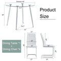 Table And Chair Set. 1 Table 4 Chairs Set A Circular Dining Table With A 40 Inch Diameter Glass Tabletop And Electroplated Metal Legs. 4 White Pu Chairs Dt 1164 001 Transparent Seats 4 Glass