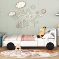 Full Size Car Shaped Platform Bed With Wheels,White White Plywood