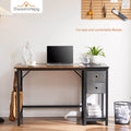 Modern Simple Style Home Office Writing Desk With 2 Tier Drawers Storage,Vintage Rustic,40In Brown Iron