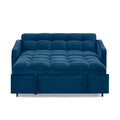 Loveseats Sofa Bed With Pull Out Bed,Adjsutable Back And Two Arm Pocket,Typec And Usb Charging With Copper Nail,Blue 47