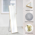 Floor Standing Mirror, Wall Mirror With Stand Aluminum Alloy Thin Frame,21''*64'',Gold Rect Gold Fiberglass