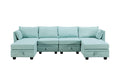 Modern Large U Shape Modular Sectional Sofa, Convertible Sofa Bed With Reversible Chaise For Living Room, Storage Seat Light Green Linen