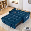 Loveseats Sofa Bed With Pull Out Bed,Adjsutable Back And Two Arm Pocket,Typec And Usb Charging With Copper Nail,Blue 47