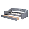 Twin Size Upholstered Daybed With Storage Armrests And Usb Port, Gray Gray Upholstered