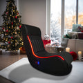 Foldable Gaming Chair With Onboard Speakers, Led Strip Lighting, Bluetooth Music Speakers, Vibration Massage, Usb Charging Port Black Polyester