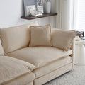 Chenille Two Seater Sofa With 1 Footrest, 2 Seater L Shaped Sectional With Ottoman,Loveseat With Ottoman For Small Living Space, Beige Chenille Beige Chenille 2 Seat