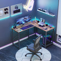 L Shaped Gaming Desk,Brown Brown Iron