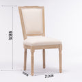 French Style Solid Wood Frame Linen Fabric Square Back Dining Chair,Set Of 2,Cream Cream Fabric Solid Wood Mdf Resin