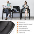 Leather Conference Room Chairs With Padded Arms,2P Black Iron
