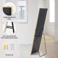 Floor Standing Mirror, Wall Mirror With Stand Aluminum Alloy Thin Frame,21''*64'',Gold Rect Gold Fiberglass