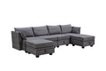 Modern Large U Shape Modular Sectional Sofa, Convertible Sofa Bed With Reversible Chaise For Living Room, Storage Seat Dark Grey Linen