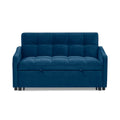 Loveseats Sofa Bed With Pull Out Bed,Adjsutable Back And Two Arm Pocket,Typec And Usb Charging With Copper Nail,Blue 47