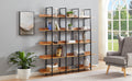 5 Tier Bookcase Home Office Open Bookshelf, Vintage Industrial Style Shelf, Mdf Board, Black Metal Frame, Brown Black Brown Mdf Steel