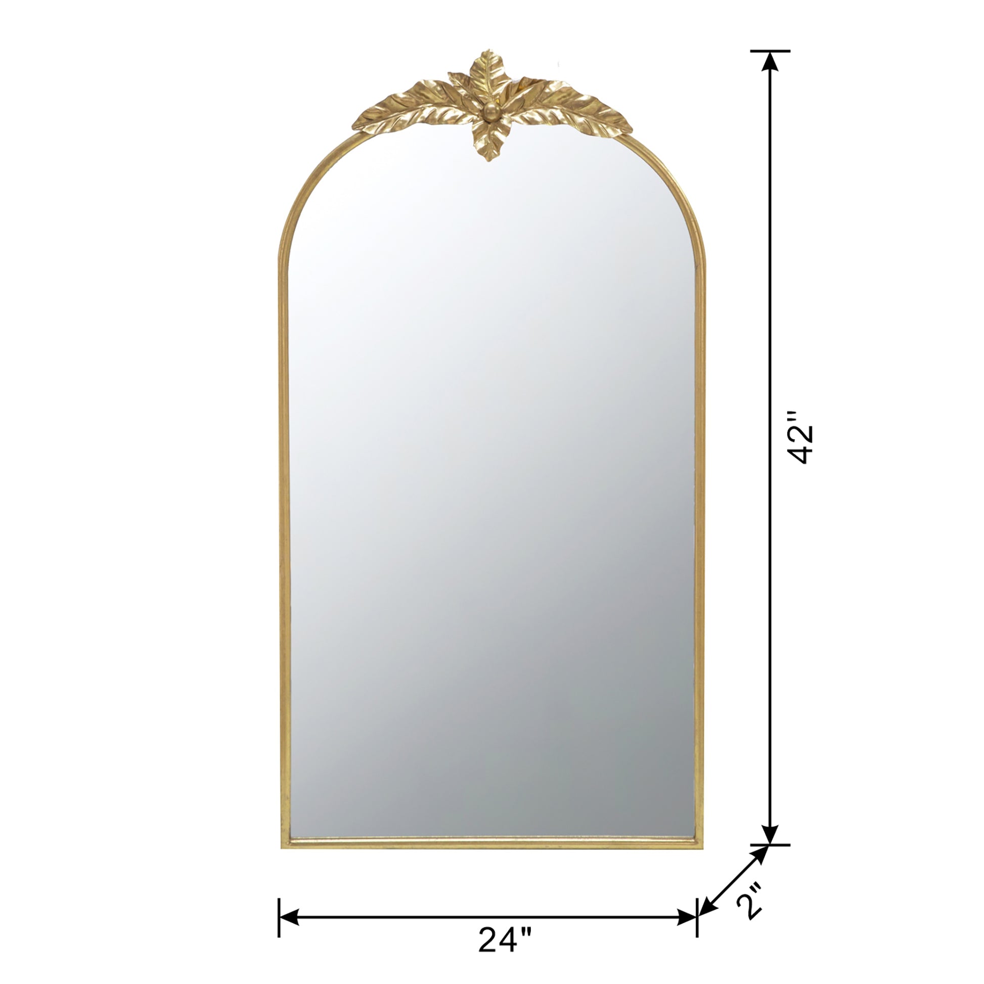 24" X 42" Arched Wall Mirror With Gold Metal Frame, Wall Mirror For Living Room Bedroom Hallway Gold Iron