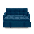 Loveseats Sofa Bed With Pull Out Bed,Adjsutable Back And Two Arm Pocket,Typec And Usb Charging With Copper Nail,Blue 47