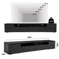 Black Tv Stand For Living Room, Modern Entertainment Center Stand For Tv Up To 90 Inch, Large Led Tv Stand With 4 Storage Drawers, High Glossy Waterproof Tv Console, Tv Table Media Furniture Black 90 Inches Or Larger Particle Board