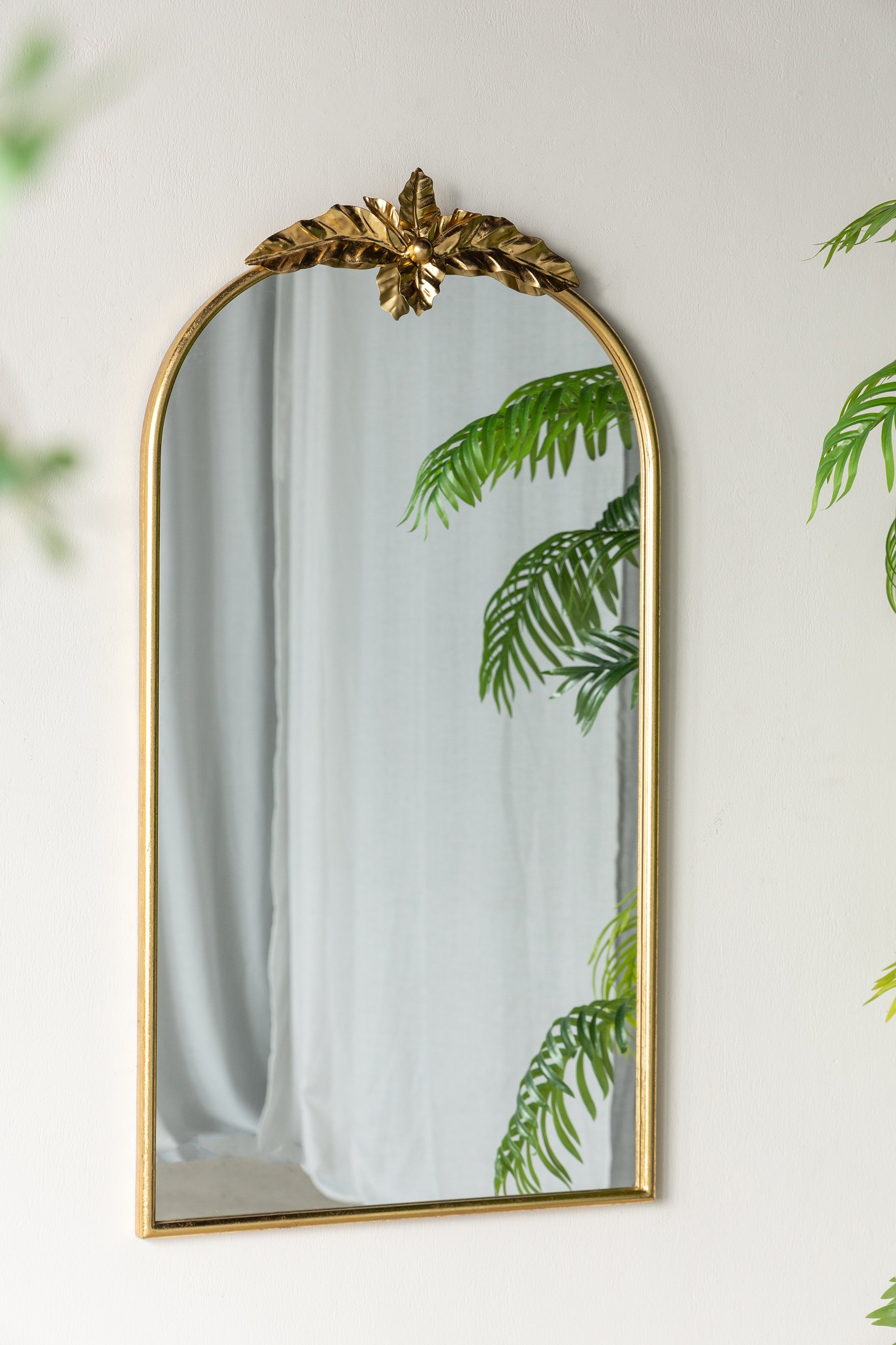 24" X 42" Arched Wall Mirror With Gold Metal Frame, Wall Mirror For Living Room Bedroom Hallway Gold Iron