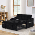 Loveseats Sofa Bed With Pull Out Bed,Adjsutable Back And Two Arm Pocket,Typec And Usb Charging With Copper Nail,Black 47