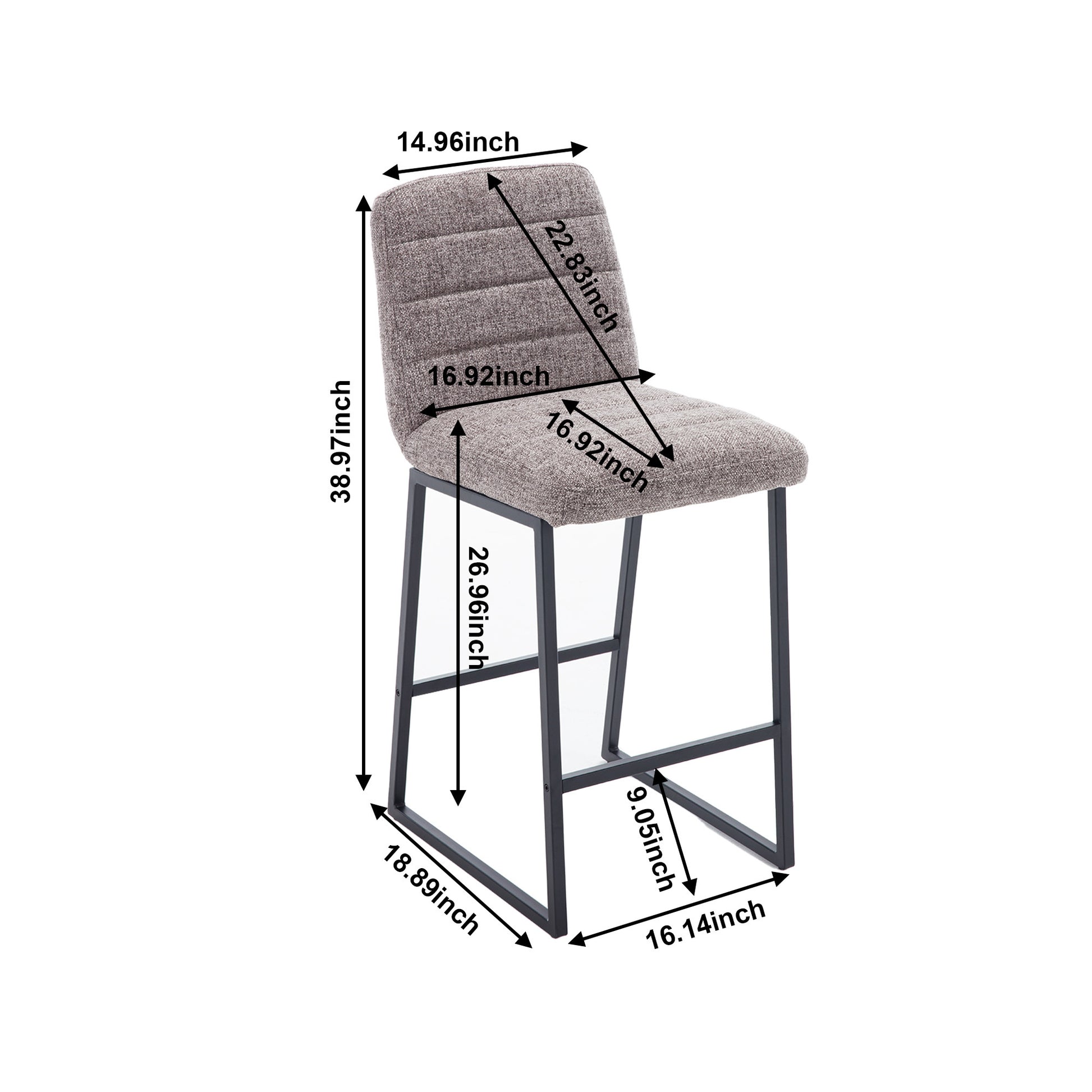 Low Bar Stools Set Of 2 Bar Chairs For Living Room Party Room Kitchen,Upholstered Linen Fabric Kitchen Breakfast Bar Stools With Footrest,Coffee Coffee Kitchen Foam Dry Clean Modern Bar Stools Foam Linen