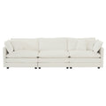 Sofa Set Of 3, 1 1 3 Seats Living Room Sofa Set, Accent Chair, Loveseat, And Three Seat Sofa Modern Style Round Arms 3 Piece Sofa Set, White White Chenille 5 Seat