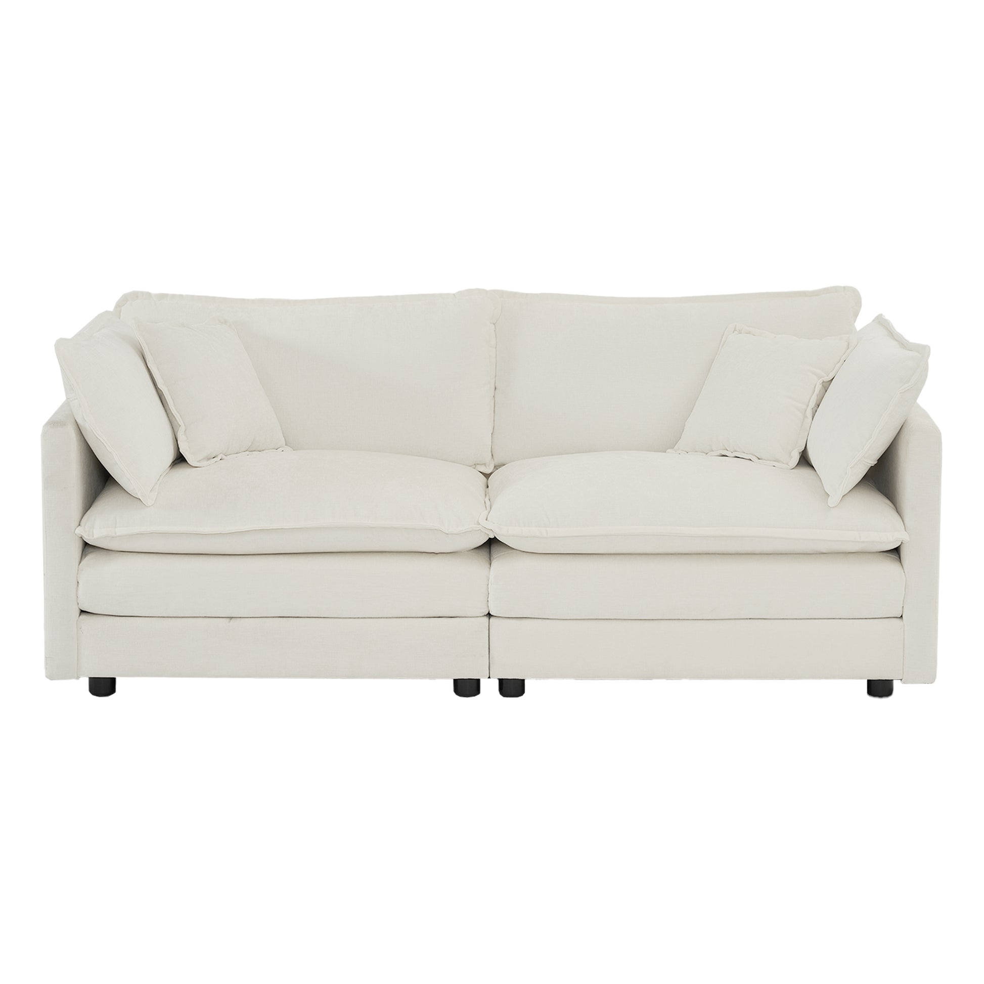 3 Piece Sofa Set With Arm Pillows And Toss Pillowssofa Set Include 2 Piece Of Arm Chair And One 2 Seat Sofa, Space Saving Casual Sofa Set For Living Room, White Chenille Ameican White Oak Acrylic 4 Seat