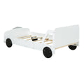 Full Size Car Shaped Platform Bed With Wheels,White White Plywood