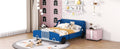 Full Size Car Shaped Platform Bed With Wheels,Blue Blue Plywood