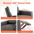 Manual Recliner Chair Winback Single Sofa,Grey Gray Fabric 1 Seat