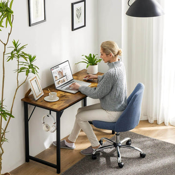 Modern Simple Style Wooden Work Office Desks With Storage,31 Inch,Brown Brown Iron