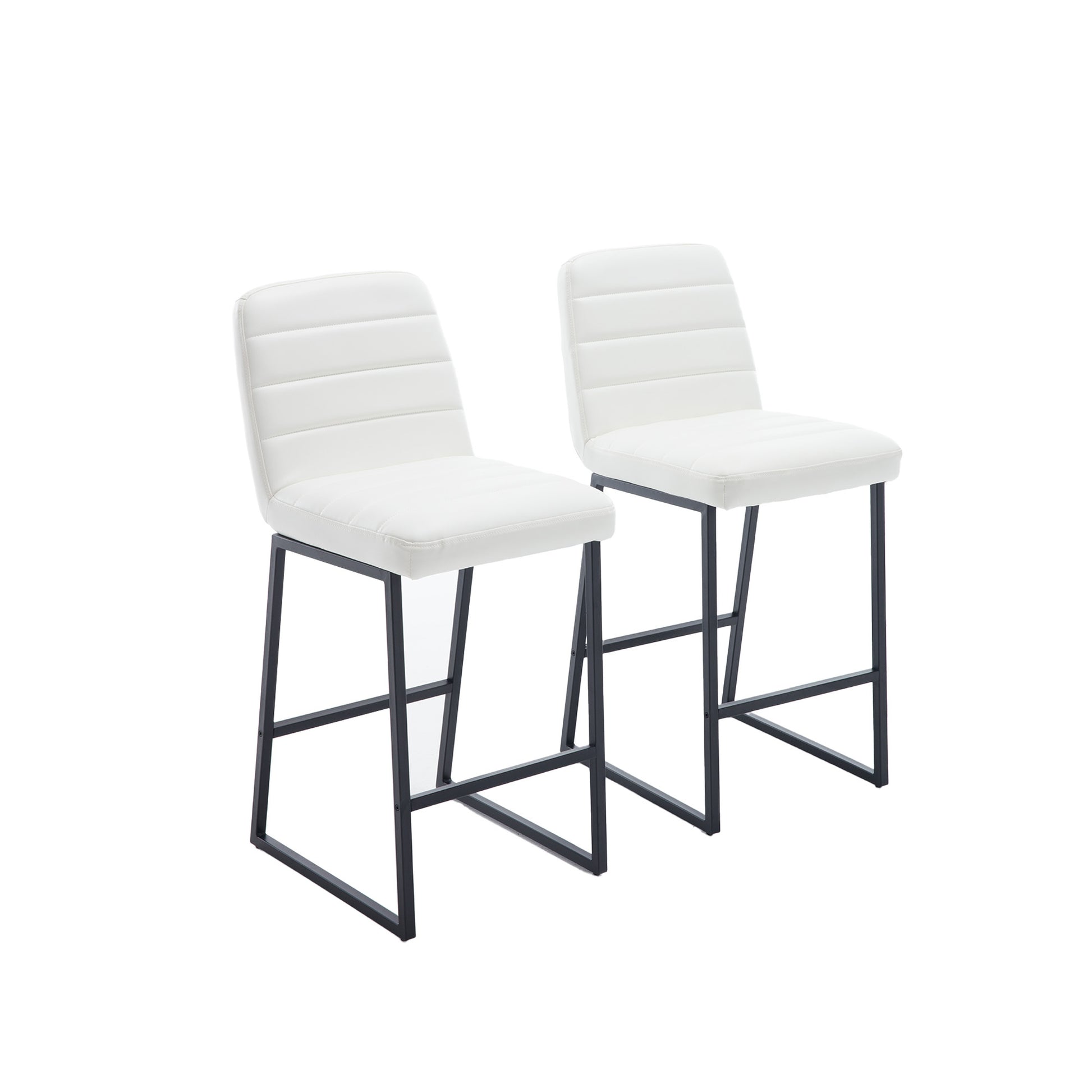 Low Bar Stools Set Of 2 Bar Chairs For Living Room Party Room Kitchen,Upholstered Pu Kitchen Breakfast Bar Stools With Footrest,Cream Cream Kitchen Foam Dry Clean Modern Bar Stools Foam Pu Leather
