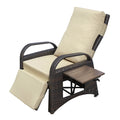 Outdoor Recliner Chair,Pe Wicker Adjustable Reclining Lounge Chair And Removable Soft Cushion, With Modern Armchair And Ergonomic For Home, Sunbathing Or Relaxation Khaki Yes Complete Patio Set Khaki Rust Resistant Frame Water Resistant Cushion Garden &