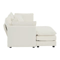 Chenille Two Seater Sofa With 1 Footrest, 2 Seater L Shaped Sectional With Ottoman,Loveseat With Ottoman For Small Living Space,White Chenille White Chenille 2 Seat