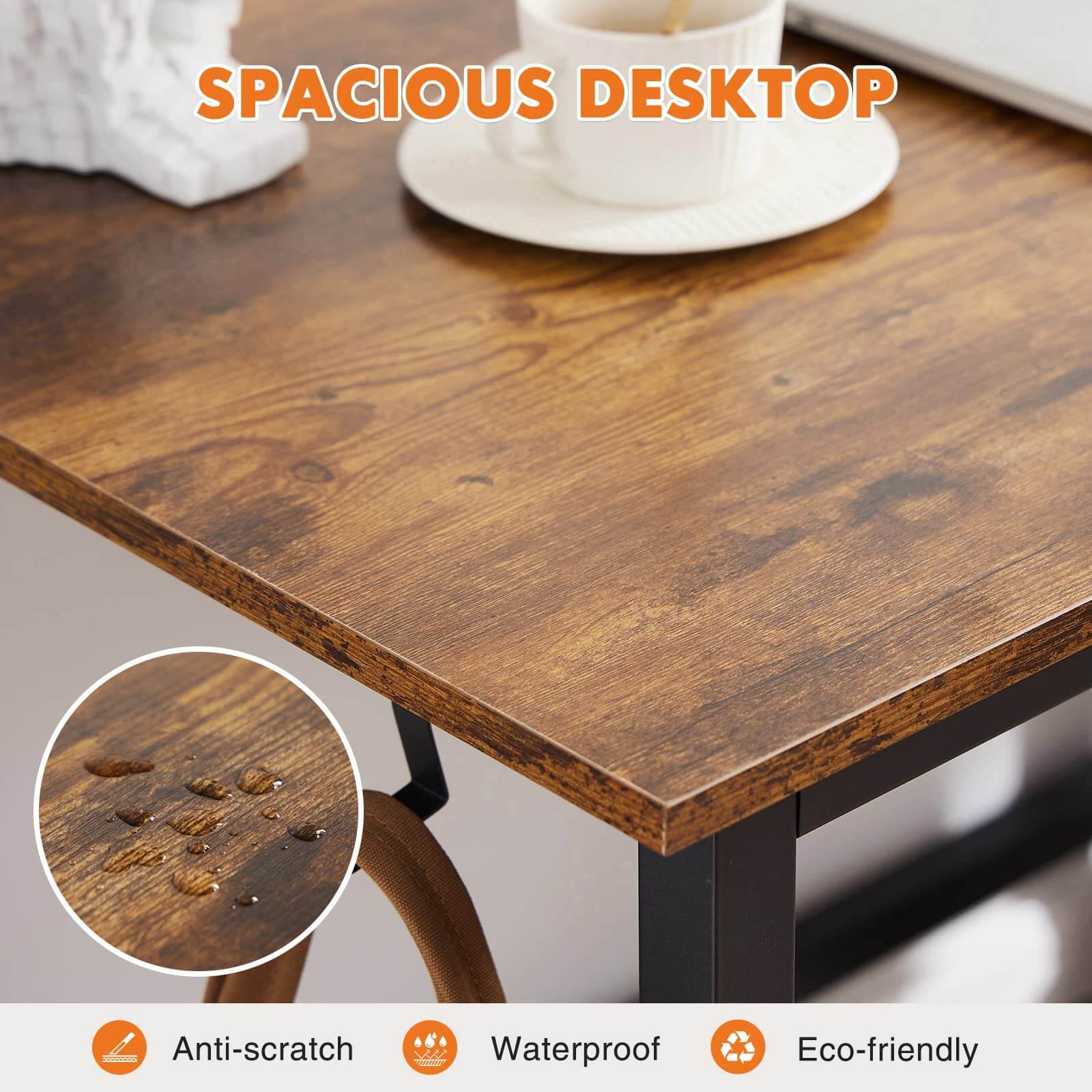 Modern Simple Style Wooden Work Office Desks With Storage,40 Inch,Brown Brown Iron