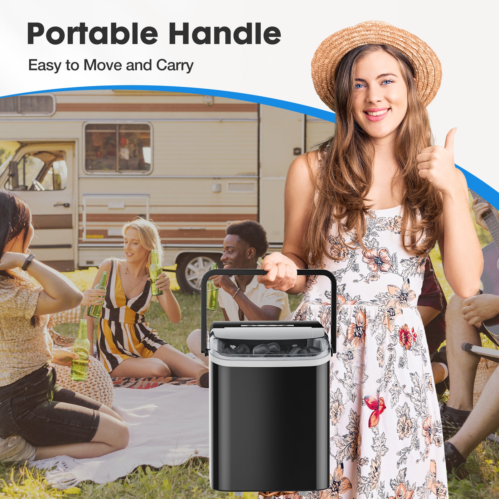 Small Portable Home Use Ice Maker,Black Black Iron