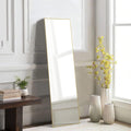 Floor Standing Mirror, Wall Mirror With Stand Aluminum Alloy Thin Frame,16''*59'',Gold Rect Gold Fiberglass