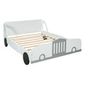 Full Size Car Shaped Platform Bed With Wheels,White White Plywood